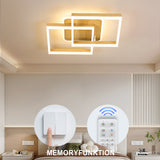 LED Deckenlamape Wohnzimmer Modern Geometrisch, 40W Wohnzimmerlampe mit Fernbedienung Stufenlos Dimmbar 3000-6500K, Deckenleuchte aus Metall für Wohnzimmer Schlafzimmer, Holzoptik [Energieklasse F]