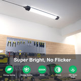 LED Feuchtraumleuchte 120CM mit Stecker und Schalter Plug und Play, Einfache Reihenschaltung Werkstattlampe mit 36W 5000k Kaltlweiß 3960Lumen, Wasserfest für Keller Garage, Schwarz