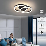 LED Deckenlampe Wohnzimmer 50cm 2-Ringe Design, 36W Deckenleuchte Moderne mit Fernbedienung Dimmbar, aus Metall+Acryl,Mit Nachtlicht Memory-Funktion, für Schlafzimmer, Esszimmer, Büro,Schwarz