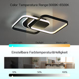LED Deckenlampe Dimmbar 65CM, 45W 5600lm Deckenleuchte Wohnzimmer mit Fernbedienung/Memory-Funktion, Stufenlos 2800-6000K Wohnzimmerlampe für Schlafzimmer Esszimmer Kinderzimmer Flur, Schwarz