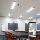 LED Feuchtraumleuchte 60CM mit 18W 5000k Kaltlweiß 1980Lumen, Ultraslim Deckenleuchte Feuchtraum Flach Wasserfest IP65 Wannenleuchte Werkstattlampe für Keller Garage, Grau