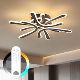Deckenleuchte Wohnzimmer 40W Blume-Design, LED Deckenlampe Dimmbar 2800-6000K Stufenlos mit Fernbedienung/Memory-Funktion, Moderne Deckenbeleuchtung für Schlafzimmer Küche, Schwarz
