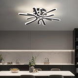Deckenleuchte Wohnzimmer 40W Blume-Design, LED Deckenlampe Dimmbar 2800-6000K Stufenlos mit Fernbedienung/Memory-Funktion, Moderne Deckenbeleuchtung für Schlafzimmer Küche, Schwarz