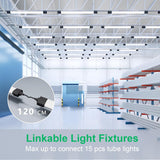 LED Feuchtraumleuchte 120CM mit Stecker und Schalter Plug und Play, Einfache Reihenschaltung Werkstattlampe mit 36W 5000k Kaltlweiß 3960Lumen, Wasserfest für Keller Garage, Schwarz