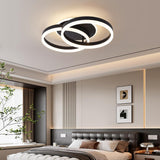LED Deckenlampe Wohnzimmer 50cm 2-Ringe Design, 36W Deckenleuchte Moderne mit Fernbedienung Dimmbar, aus Metall+Acryl,Mit Nachtlicht Memory-Funktion, für Schlafzimmer, Esszimmer, Büro,Schwarz