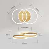 LED Deckenlampe Wohnzimmer 50cm 2-Ringe Design, 36W Deckenleuchte Moderne mit Fernbedienung Dimmbar, aus Acryl, Mit Nachtlicht Memory-Funktion, für Schlafzimmer, Esszimmer, Büro, Holzoptik