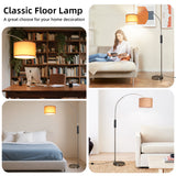 ANTENLICHT Bogenlampe mit Fernbedienung | Wohnzimmer Stehlampe Dimmbar | Inklusive LED E27 I Braun Stoffschirm 33 cm I I Bogenleuchte Silber Vintage geeignet für Schlafzimmer, Hotel