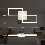 LED Deckenleuchte Dimmbar mit Fernbedienung 80cm | 48W Moderne 3-Rechteckige Design Deckenlampe für Wohnzimmer Schlafzimmer Küche | Nachtlicht, Memory-Funktion - Weiß