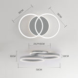 LED Deckenlampe Wohnzimmer 50cm 2-Ringe Design, 36W Deckenleuchte Moderne mit Fernbedienung Dimmbar, aus Metall+Acryl,Mit Nachtlicht Memory-Funktion, für Schlafzimmer, Esszimmer, Büro-Grau
