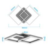 LED Deckenlamape Wohnzimmer Modern Geometrisch, 40W Wohnzimmerlampe mit Fernbedienung Stufenlos Dimmbar 3000-6500K, Deckenleuchte aus Metall für Wohnzimmer Schlafzimmer, Grau [Energieklasse F]