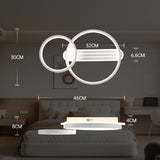 LED Deckenleuchte Wohnzimmer 50cm 2-Ringe Design, DIY Schwenkbare, 36W Moderne Deckenlampe Dimmbar mit Fernbedienung Nachtlicht Memory-Funktion, für Schlafzimmer, Esszimmer, Büro - Weiß [Energieklasse F]