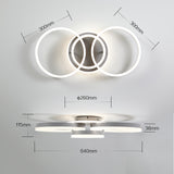 Deckenleuchte Dimmbar mit Fernbedienung 65cm | 50W Moderne 3 Ring-Design LED Deckenlampe für Wohnzimmer Schlafzimmer Küche | Nachtlicht, Memory-Funktion - Grau