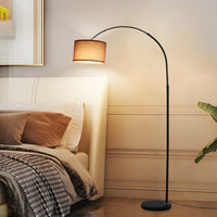 ANTENLICHT LUNA Bogenlampe Wohnzimmer Stehlampe I Inklusive LED E27 I Schwarzer Stoffschirm 33 cm I Fußschalter I Bogenleuchte Vintage geeignet für Schlafzimmer, Hotel
