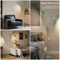 ANTENLICHT YOYO Stehlampe mit leselampe | E27 Fassung max. 60W | 360° schwenkbare Stehleuchte mit 2 Lampenköpfen | Vintage Modern Metall Stehlampe für Wohnzimmer | Höhe 159cm Grün ohne Birne [Energieklasse A+]