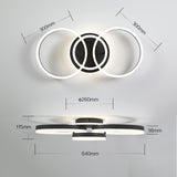 Deckenleuchte Dimmbar mit Fernbedienung 65cm | 50W Moderne 3 Ring-Design LED Deckenlampe für Wohnzimmer Schlafzimmer Küche | Nachtlicht, Memory-Funktion - Schwarz