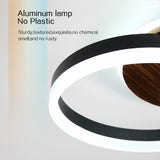 LED Deckenlampe Wohnzimmer 50cm 2-Ringe Design, 36W Deckenleuchte Moderne mit Fernbedienung Dimmbar, aus Metall+Acryl, mit Speicherfunktion, für Schlafzimmer Esszimmer Büro, Schwarz+holz