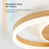 LED Deckenlampe Wohnzimmer 50cm 2-Ringe Design, 36W Deckenleuchte Moderne mit Fernbedienung Dimmbar, aus Acryl, Mit Nachtlicht Memory-Funktion, für Schlafzimmer, Esszimmer, Büro, Holzoptik