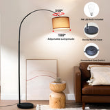 ANTENLICHT LUNA Bogenlampe Wohnzimmer Stehlampe I Inklusive LED E27 I Schwarzer Stoffschirm 33 cm I Fußschalter I Bogenleuchte Vintage geeignet für Schlafzimmer, Hotel