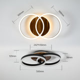 LED Deckenlampe Wohnzimmer 50cm 2-Ringe Design, 36W Deckenleuchte Moderne mit Fernbedienung Dimmbar, aus Metall+Acryl, mit Speicherfunktion, für Schlafzimmer Esszimmer Büro, Schwarz+holz