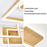 LED Deckenlamape Wohnzimmer Modern Geometrisch, 40W Wohnzimmerlampe mit Fernbedienung Stufenlos Dimmbar 3000-6500K, Deckenleuchte aus Metall für Wohnzimmer Schlafzimmer, Holzoptik [Energieklasse F]