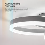 LED Deckenlampe Wohnzimmer 50cm 2-Ringe Design, 36W Deckenleuchte Moderne mit Fernbedienung Dimmbar, aus Metall+Acryl,Mit Nachtlicht Memory-Funktion, für Schlafzimmer, Esszimmer, Büro-Grau