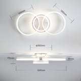 Deckenleuchte Dimmbar mit Fernbedienung 65cm | 50W Moderne 3 Ring-Design LED Deckenlampe für Wohnzimmer Schlafzimmer Küche | Nachtlicht, Memory-Funktion - Weiß