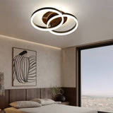 LED Deckenlampe Wohnzimmer 50cm 2-Ringe Design, 36W Deckenleuchte Moderne mit Fernbedienung Dimmbar, aus Metall+Acryl, mit Speicherfunktion, für Schlafzimmer Esszimmer Büro, Schwarz+holz