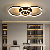 Deckenleuchte Dimmbar mit Fernbedienung 65cm | 50W Moderne 3 Ring-Design LED Deckenlampe für Wohnzimmer Schlafzimmer Küche | Nachtlicht, Memory-Funktion - Schwarz
