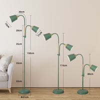 ANTENLICHT YOYO Stehlampe mit leselampe | E27 Fassung max. 60W | 360° schwenkbare Stehleuchte mit 2 Lampenköpfen | Vintage Modern Metall Stehlampe für Wohnzimmer | Höhe 159cm Grün ohne Birne [Energieklasse A+]