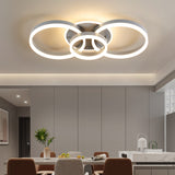 Deckenleuchte Dimmbar mit Fernbedienung 65cm | 50W Moderne 3 Ring-Design LED Deckenlampe für Wohnzimmer Schlafzimmer Küche | Nachtlicht, Memory-Funktion - Grau