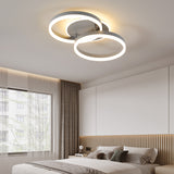 LED Deckenlampe Wohnzimmer 50cm 2-Ringe Design, 36W Deckenleuchte Moderne mit Fernbedienung Dimmbar, aus Metall+Acryl,Mit Nachtlicht Memory-Funktion, für Schlafzimmer, Esszimmer, Büro-Grau
