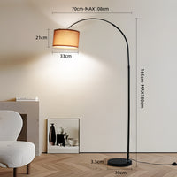 ANTENLICHT LUNA Bogenlampe Wohnzimmer Stehlampe I Inklusive LED E27 I Schwarzer Stoffschirm 33 cm I Fußschalter I Bogenleuchte Vintage geeignet für Schlafzimmer, Hotel