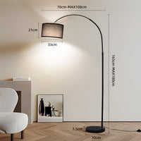 ANTENLICHT LUNA Bogenlampe Wohnzimmer Stehlampe I Inklusive LED E27 I Stoffschirm 33 cm Schwarz I Fußschalter I Bogenleuchte Vintage geeignet für Schlafzimmer, Hotel