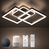 LED Deckenleuchte Wohnzimmerlampe Kompatibel mit Alexa und Google Assistant, 40W Deckenlampe Mit Fernbedienung APP Stufenlos Dimmbar 3000-6500K, für Esszimmer Schlafzimmer (Schwarz)