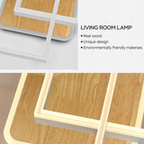 LED Deckenlamape Wohnzimmer Modern Geometrisch, 40W Wohnzimmerlampe mit Fernbedienung Stufenlos Dimmbar 3000-6500K, Deckenleuchte aus Metall für Wohnzimmer Schlafzimmer, Weiß mit Holz [Energieklasse F]