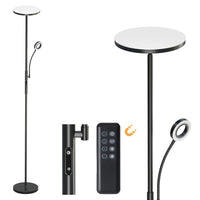 Stehlampe Dimmbar 4200LM, 3000-6000K Stehlampe Wohnzimmer, Deckenfluter LED Dimmbare mit Fernbedienung & Touch-Steuerung, Stehleuchte Leselampe für Schlafzimmer Büro Höhle, Schwarz