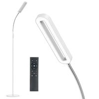 Anten Stehlampe Dimmbar Weiß | 12W 1200lm LED Stehleuchte Wohnzimmer mit Fernbedienung & Touch-Steuerung | 4 Farbtemperatur 3K-6K Leselampe mit 360° Verstellbarem Schwanenhals für Schlafzimmer Büro