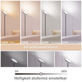 Deckenfluter LED Dimmbar Schwarz 30W, Stehlampe Wohnzimmer mit 6 Szenemodi, 3000K-6000K Stehleuchte Dimmbar mit Fernbedienung&Touch Steuerung, Standlampe LED für Schlafzimmer, Büro