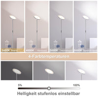 Deckenfluter LED Dimmbar Grau 30W | 3330lm Stehlampe LED mit Fernbedienung&Touch Steuerung, Stehleuchte Wohnzimmer mit 4 Farbtemperatur, 1H Timer, Moderne Standleuchten für Schlafzimmer