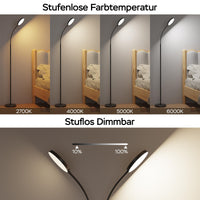 ANTENLICHT NOVA Stehlampe LED | Sofa stehlampe dimmbar mit Fernbedienung | 4 Farbtemperaturen & 4 Helligkeiten | 30 Min & 1 Stunden Timer | 18W Stehleuchte Schwarz für Schlafzimmer, Wohnzimmer, Büro [Energieklasse E]