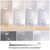 Modlicht 35W Stehlampe LED Dimmbar Silber, 4200LM Deckenfluter LED mit Leselampe, 3000-6000K LED Stehlampe Wohnzimmer mit Fernbedienung & Touch-Steuerung, Stehlampe Leselampe für Schlafzimmer Büro