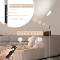 Deckenfluter LED Dimmbar Grau 30W | 3330lm Stehlampe LED mit Fernbedienung&Touch Steuerung, Stehleuchte Wohnzimmer mit 4 Farbtemperatur, 1H Timer, Moderne Standleuchten für Schlafzimmer