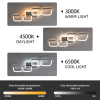 ANTENLICHT LED Deckenleuchte Wohnzimmer 50W 5600LM mit Fernbedienung Stufenlos Dimmbar 2700-6500K, Wohnzimmerlampe mit Memory-Funktion aus Metall für Schlafzimmer Esszimmer Flur Kinderzimmer, Weiß