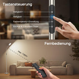 ANTENLICHT NOVA Stehlampe LED | Sofa stehlampe dimmbar mit Fernbedienung | 4 Farbtemperaturen & 4 Helligkeiten | 30 Min & 1 Stunden Timer | 18W Stehleuchte Silber für Schlafzimmer, Wohnzimmer, Büro [Energieklasse E]