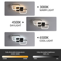 ANTENLICHT LED Deckenleuchte Wohnzimmer 40W 4500LM mit Fernbedienung Stufenlos Dimmbar 2700-6500K, Wohnzimmerlampe mit Memory-Funktion aus Metall für Schlafzimmer Esszimmer Flur Kinderzimmer, Schwarz