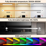 Amdelne LED Panel Deckenleuchte 100x25cm, 3000-6500K + RGB Deckenleuchte Dimmbar, 30W+4W Deckenlampe Lang Flach mit Fernbedienung Nachtlicht Memory-Funktion für Wohnzimmer Schlafzimmer Büro küche