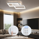 ANTENLICHT LED Deckenlamape Wohnzimmer Modern Geometrisch, 40W Wohnzimmerlampe mit Fernbedienung Stufenlos Dimmbar 3000-6500K, Deckenleuchte aus Metall für Wohnzimmer Schlafzimmer, Weiß