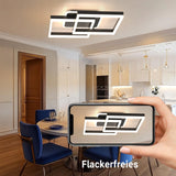 ANTENLICHT LED Deckenlamape Wohnzimmer Modern Geometrisch, 40W Wohnzimmerlampe mit Fernbedienung Stufenlos Dimmbar 3000-6500K, Deckenleuchte aus Metall für Wohnzimmer Schlafzimmer, Schwarz