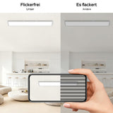 Amdelne LED Panel Deckenleuchte 100x25cm, 3000-6500K + RGB Deckenleuchte Dimmbar, 30W+4W Deckenlampe Lang Flach mit Fernbedienung Nachtlicht Memory-Funktion für Wohnzimmer Schlafzimmer Büro küche