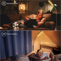 Anten LED Stehlampe Wohnzimmer Schwarz | 12W 1200lm LED Dimmbar Leselampe Bett mit Touch-Steuerung und Fernbedienung | 3000-6000K Stehleuchte mit Schwanenhals 360° Verstellbar für Schlafzimmer Büro